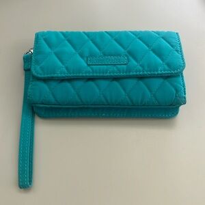 Vera Bradley turquoise quilted wristlet